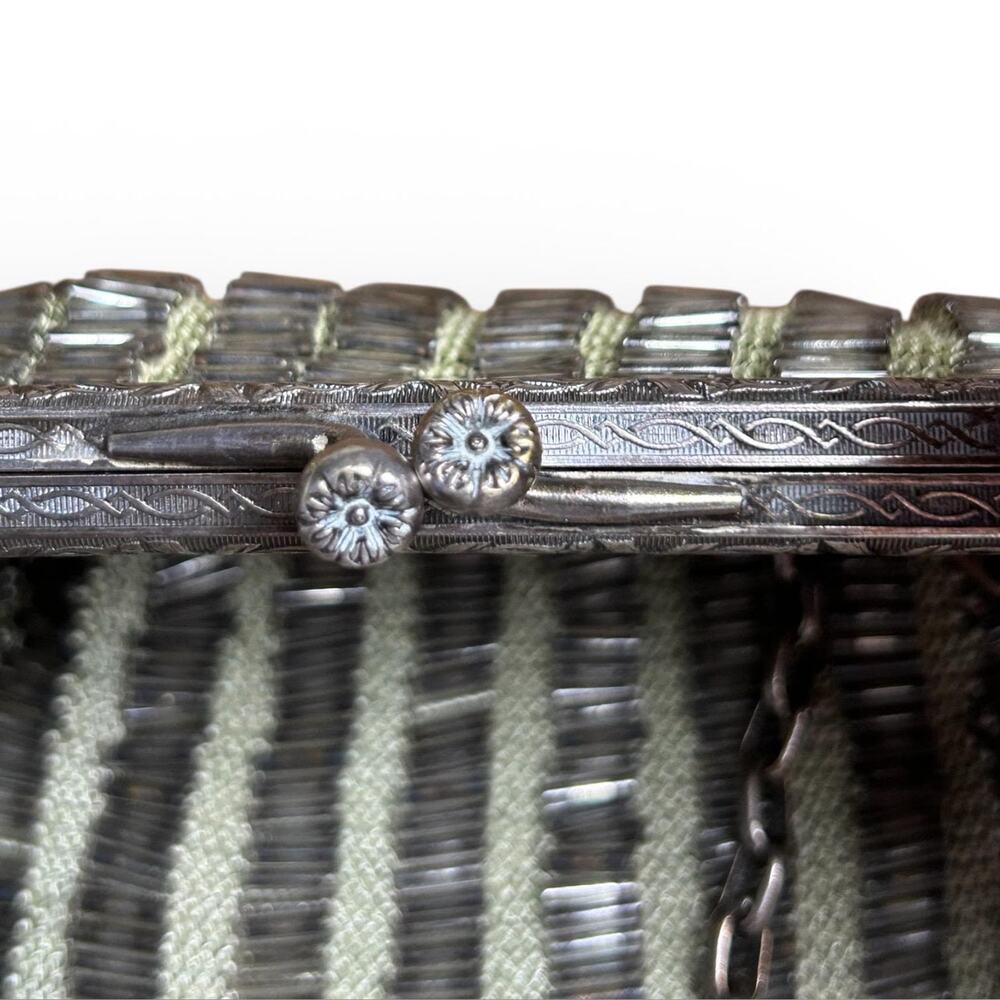 Vintage 1930s Art Deco Bugle Bead Evening Bag | Silver Tone Frame - Picture 8 of 12